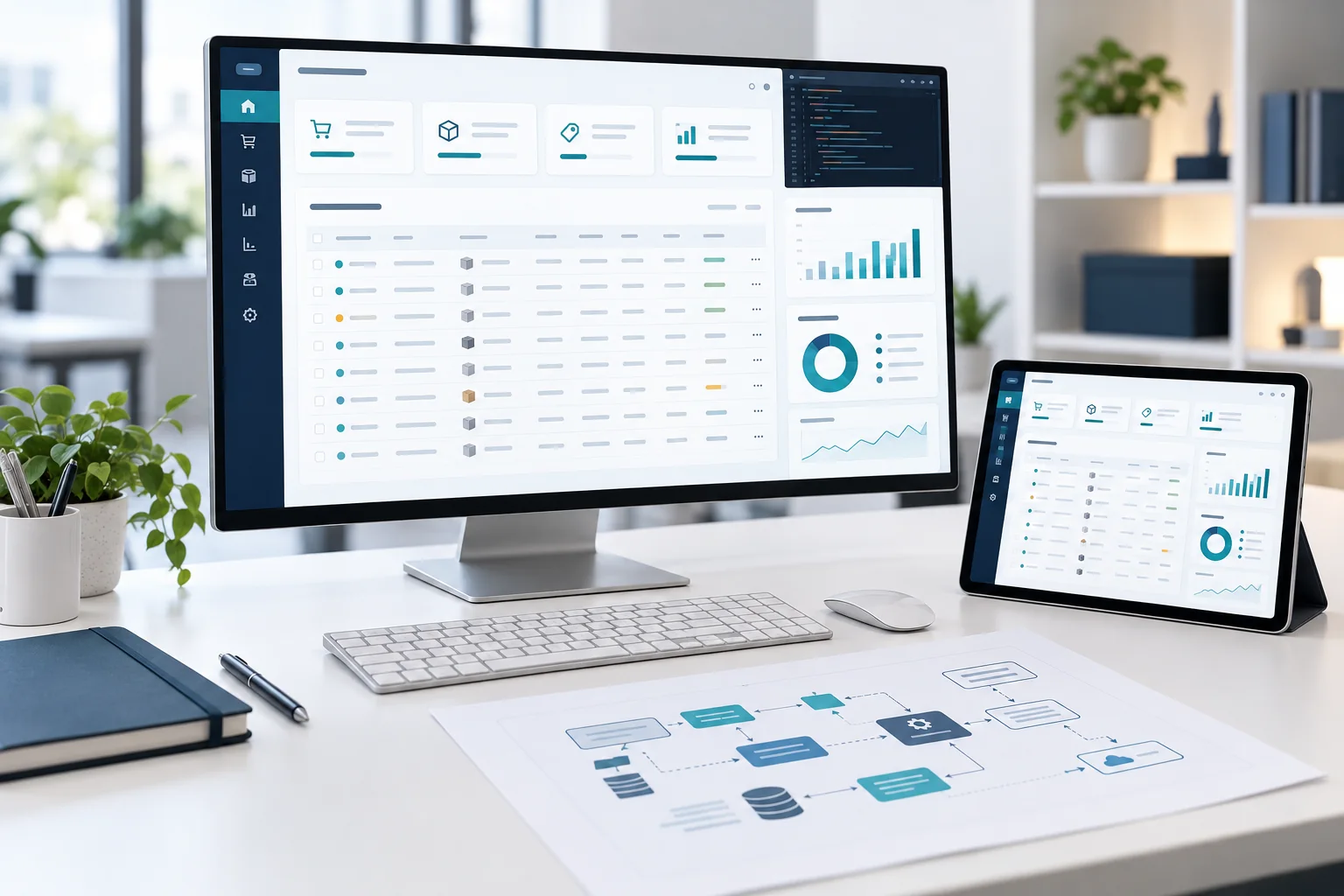 On-site development using business software and project documents
