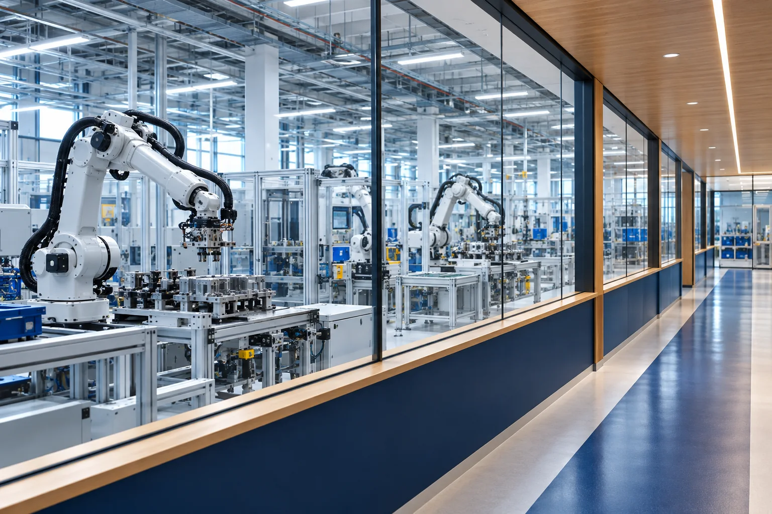 Manufacturing facility with a visitor walkway
